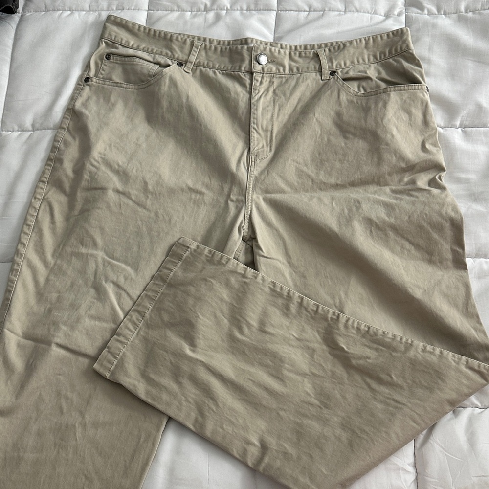 Neutral Beige Straight-Leg Khaki Pants